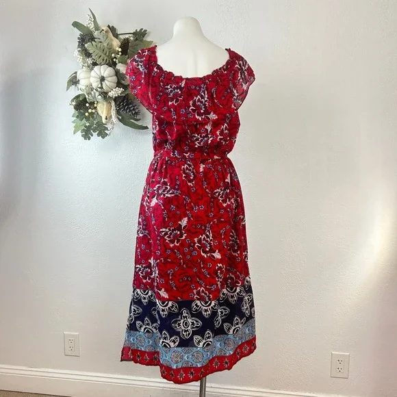 Lane Bryant Red and Blue Floral Midi Dress - Picture 5 of 8